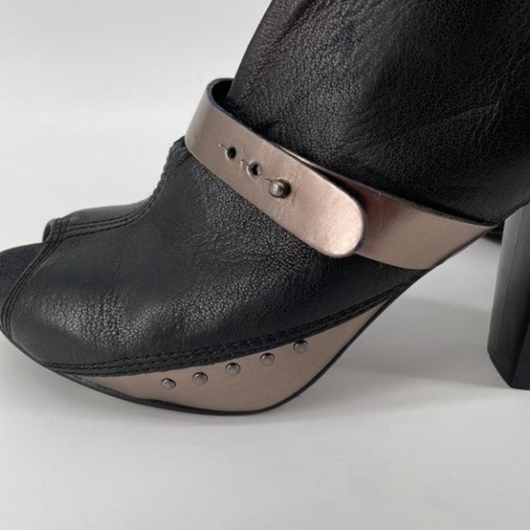 DIESEL leather Folie peep toe bootie boot platform black anthracite - Picture 8 of 14